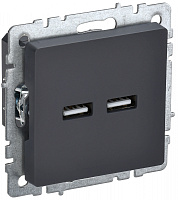  BRITE Розетка USB A+A 5В 3,1А РЮ10-1-БрГ графит IEK