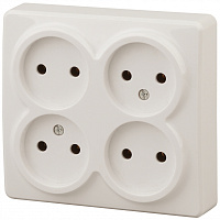  11-2210-02 ЭРА Розетка 4х2P, 16A-250В, IP20, ОУ, Эра Эксперт, сл.кость (12/120/1920)
