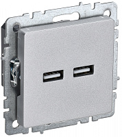  BRITE Розетка USB A+A 5В 3,1А РЮ10-1-БрА алюминий IEK