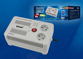  U-RST-500/1 Стабилизатор напряжения серии "Simple Standard". 500ВА. Настольный. TM Uniel.