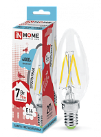  Лампа светодиодная LED-СВЕЧА-deco 7Вт 230В Е14 4000К 810Лм прозрачная IN HOME