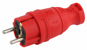  Вилка ЭРА V8-RED-IP44 каучуковая с заземлением прямая 16A IP44 красная