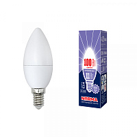  LED-C37-11W/DW/E14/FR/NR Лампа светодиодная. Форма "свеча", матовая. Серия Norma. Дневной белый свет (6500K). Картон. ТМ Volpe
