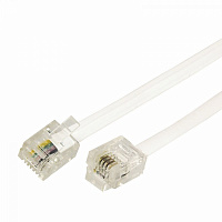  Удлинитель телефонный, плоский, RJ-11 (6P-4C), 10м, белый REXANT