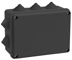  Коробка распаячная КМ41242 для открытой проводки безгалогенная (HF) 150х110х70мм IP55 10 гермовводов черная (RAL 9005) IEK