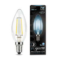  Лампа Gauss Filament Свеча 7W 580lm 4100К Е14 LED 1/10/50