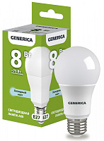  Лампа светодиодная A60 груша 8Вт 230В 6500К E27 GENERICA