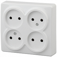  11-2210-01 ЭРА Розетка 4х2P, 16A-250В, IP20, ОУ, Эра Эксперт, белый (12/120/1920)