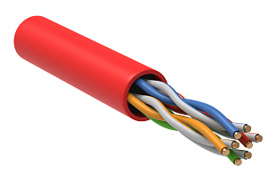  ITK Витая пара U/UTP кат.5E 4х2х24AWG solid LSZH нг(А)-HF красный (305м)