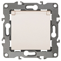  12-2103-02 ЭРА Розетка 2P+E Schuko со шторками с крышкой, 16A-250В, IP20, Эра12, слоновая кость (10/