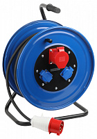  Удлинитель силовой ЭРА IND380-RM-3e-5x4-20m-IP44 380В на катушке 3 розетки 1xCEE 5P/2xSCHUKO 20м КГ 5х4 32A IP44