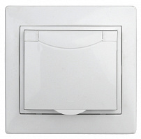  Розетка Intro Plano 1Э-207-01 с заземлением 2P+E Schuko с крышкой шторками, 16А-250В, СУ, без лапок, белый
