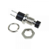  Выключатель-кнопка металл 220V 2А (2с) OFF-(ON) Ø7.2 черная Micro (RWD-301, PBS-10B) REXANT