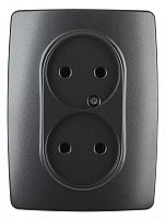  12-2107-05 ЭРА Розетка 2X2P, 16A-250В, IP20, Эра12, антрацит (10/100/1600)