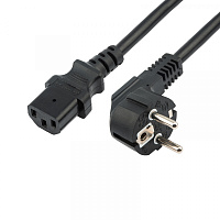  Шнур сетевой, вилка угловая СЕЕ 7/7(Schuko) - разъем IEC 320 C13, кабель 3x1,5 мм², длина 0,5 метра, черный (PVC пакет) REXANT