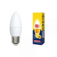  LED-C37-11W/WW/E27/FR/NR Лампа светодиодная. Форма "свеча", матовая. Серия Norma. Теплый белый свет (3000K). Картон. ТМ Volpe