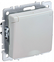  BRITE Розетка 1-местная с заземлением с защитными шторками и крышкой 16А IP44 РСбш10-3-44-БрЖ жемчуг IEK