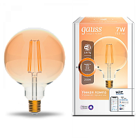  Лампа Gauss Smart Home Filament G95 7W 740lm 2500К E27 диммируемая LED 1/40