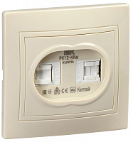  KVARTA Розетка 2-местная компьютерная RJ45 кат.5е РК12-ККм кремовый IEK