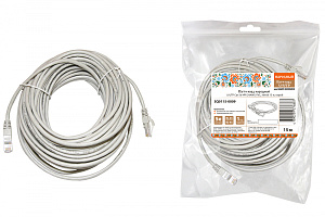  Патч-корд народный U/UTP Cat 5e 4PR 24AWG PVC, литой 15 м, серый