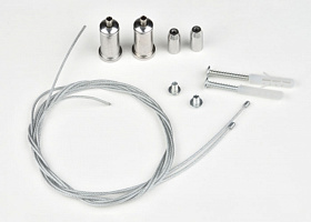  UFL-H02 SILVER 100 POLYBAG Комплект крепления для подвесного монтажа накладных светильников. Два тросика с креплениями длиной 1м. ТМ Uniel.