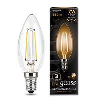  Лампа Gauss Filament Свеча 7W 550lm 2700К Е14 LED 1/10/50