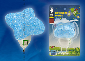  DTL-309-Звездочка/BLUE/1LED/0,1W Светильник-ночник. Выключатель на корпусе. Блистер