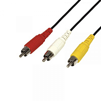  Шнур 3 RCA - 3 RCA, 10м, черный REXANT
