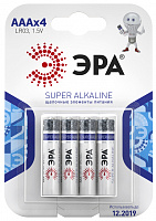  Батарейки ЭРА LR03-4BL SUPER Alkaline (120/960/38400)