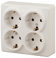  11-2211-02 ЭРА Розетка 4х2P+E Schuko со шторками, 16A-250В, IP20, ОУ, Эра Эксперт, сл.кость (8/80/96
