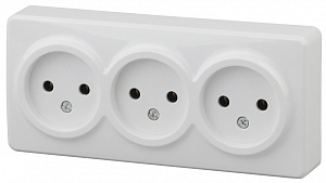  11-2207-01 ЭРА Розетка 3х2P, 16A-250В, IP20, ОУ, Эра Эксперт, белый (8/80/1440)