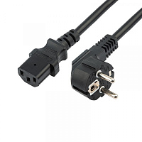  Шнур сетевой, вилка угловая СЕЕ 7/7(Schuko) - разъем IEC 320 C13, кабель 3x0,75 мм², длина 1,8 метра (PE пакет) REXANT