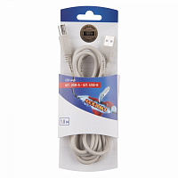  Кабель USB-А– USB-B, 2,4А, 1,8м, ПВХ, серый REXANT