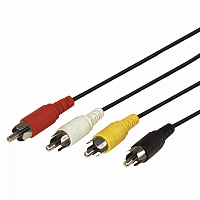  Шнур 4 RCA - 4 RCA, 1,5м, черный REXANT
