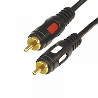  Шнур 2 RCA - 2 RCA, 5м, черный, Gold REXANT