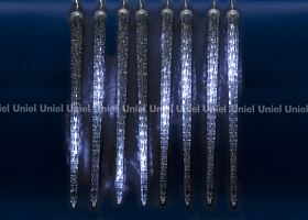  ULD-E3005-300/DTK WHITE IP44 ICICLE Занавес светодиодный фигурный «Сосульки», соединяемый. 10 подвесов. 300 светодиодов. Размер 3х0,5м. Цвет свечения 