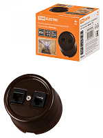  Розетка телефонная RJ11 + компьютерная RJ45 коричневая «Болонь» TDM