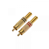  Разъем штекер RCA металл пайка черный/красный, Gold PROconnect