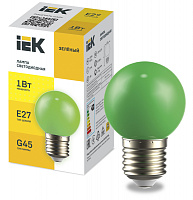  LIGHTING Лампа светодиодная декоративная G45 шар 1Вт 230В зеленый E27 IEK
