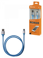  Дата-кабель, ДК 17, USB - USB Type-C, 1 м, силиконовая оплетка, голубой, TDM