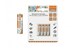  Элемент питания LR03 AAA Alkaline 1,5V BP-4 Народный