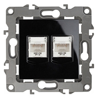  12-3108-06 ЭРА Розетка информационная двойная 2XRJ45, IP20, Эра12, чёрный (10/100/2500)