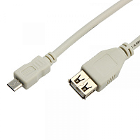  Кабель USB-A – micro USB, 1А, 0,2м, серый REXANT