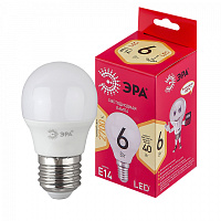  Лампочка светодиодная ЭРА RED LINE LED P45-6W-827-E14 R Е14 / E14 6 Вт шар теплый белый свет