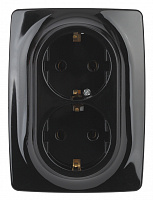  12-2106-06 ЭРА Розетка 2X2P+E Schuko, 16A-250В, IP20, Эра12, чёрный (10/100/1600)