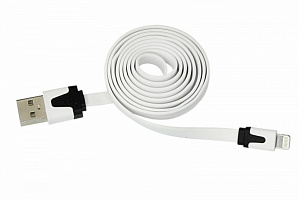  Кабель USB-A – Lightning для Apple, 1А, 1м, ПВХ, белый, плоский REXANT