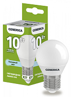  Лампа светодиодная G45 шар 10Вт 230В 6500К E27 GENERICA