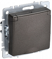 BRITE Розетка 1-местная с заземлением с защитными шторками и крышкой 16А IP44 РСбш10-3-44-БрТБ темная бронза IEK