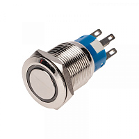  Кнопка антивандальная Ø19 12В(LED) Фикс (5с) OFF-ON/ON-OFF подсв/красная REXANT