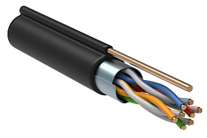  ITK Витая пара F/UTP кат.5E 4х2х24AWG solid LDPE с металлическим тросом 1,2мм черный (305м)